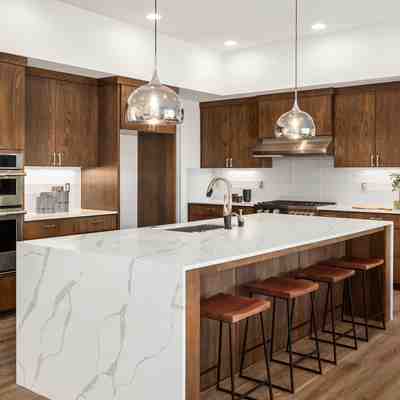Kitchen remodeling in new jersey with wood cabinets marble countertops and wooden floors